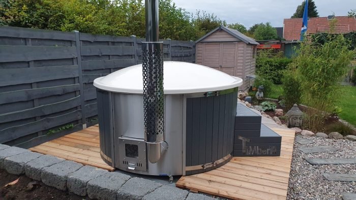 BADEZUBER BADEFASS GFK MIT SMART PELLETOFEN WPC VERKLEIDUNG, Sandra, Lübeck, Deutschland (2)