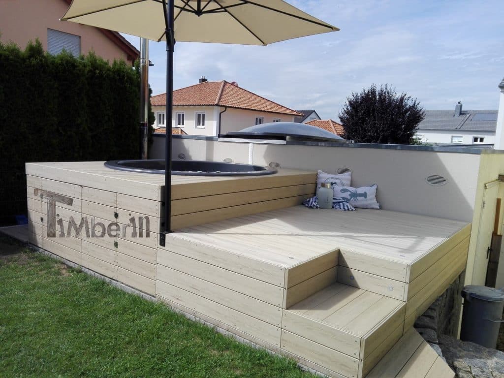 Badetonne Fiberglas Terrasse Einbaumodell Classic Modell Jan Kösching Deutschland 1