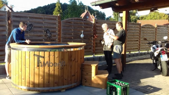 Badefass gfk Thermoholz mit integriertem Ofen Wellness Royal, Alois, Tettnang, Deutschland 4 20180924 174619