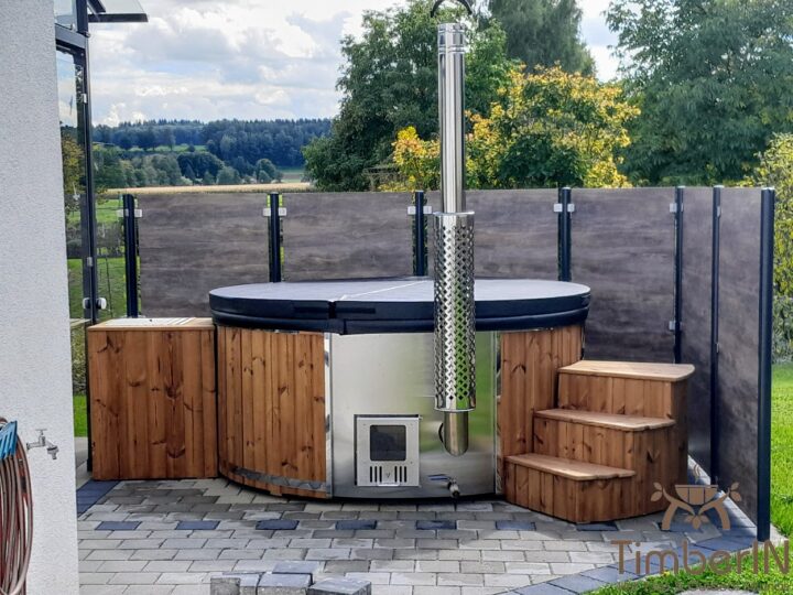 Badezuber Badefass Hot Tube Mit Whirlpool Holzofen – TimberIN Rojal